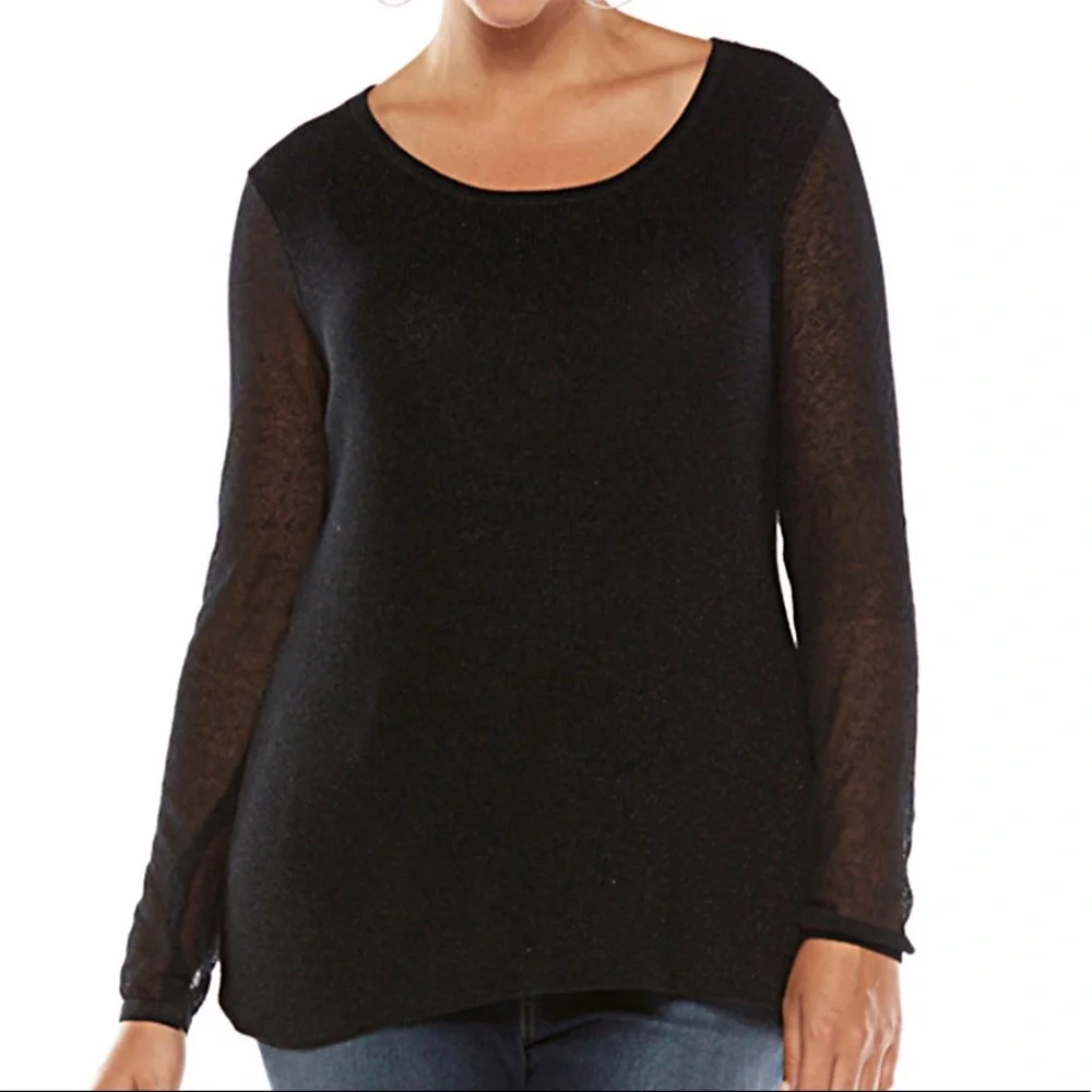 Plus Size Black Jennifer Lopez Lurex Sweater
